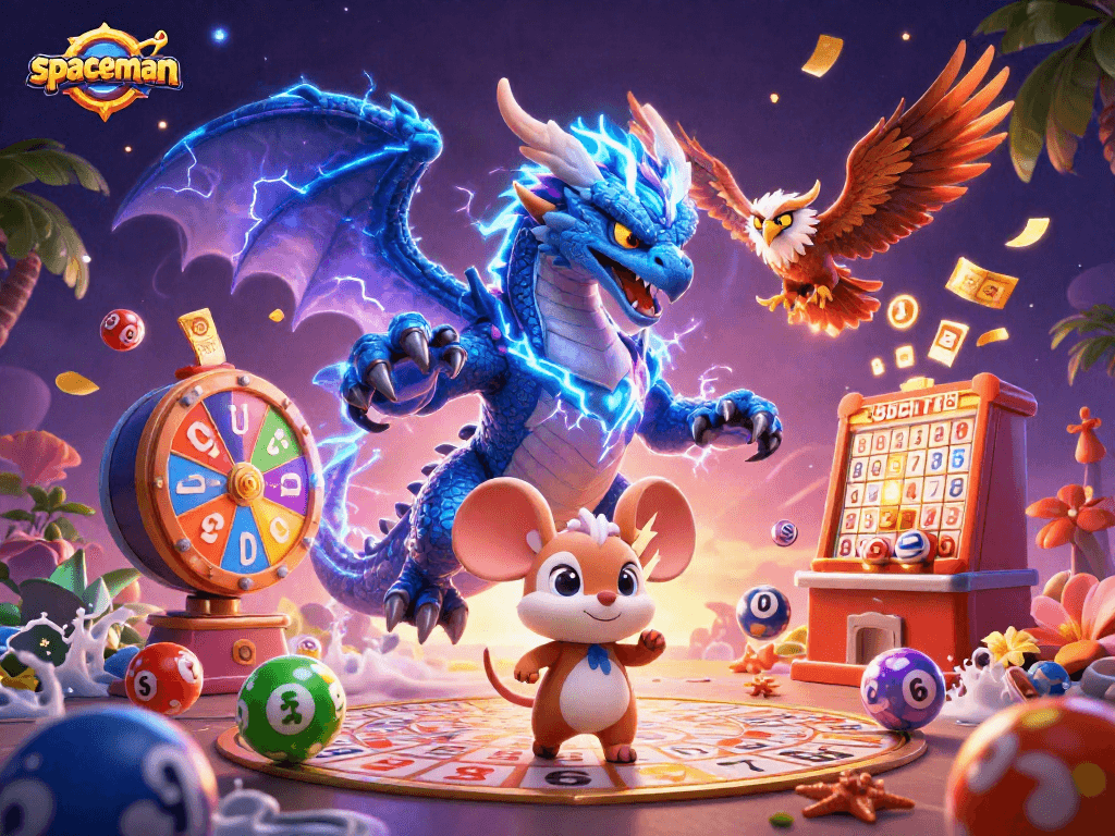 Engage with the Spaceman game strategy through vibrant casino illustrations filled with lottery action.
