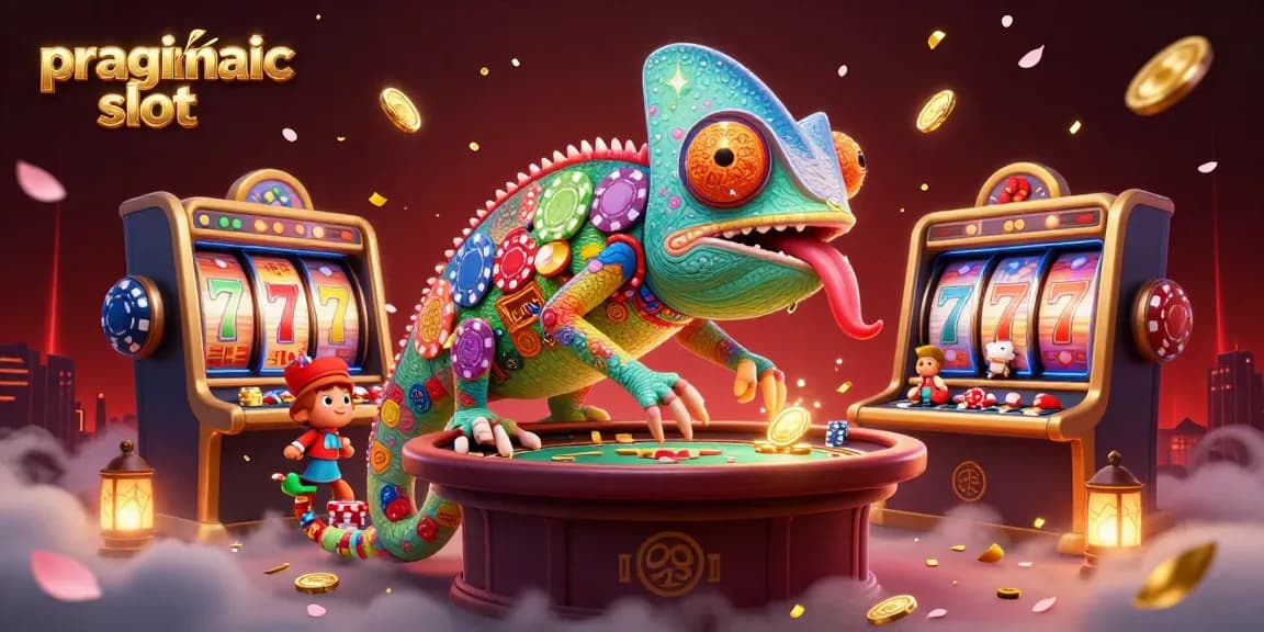 Experience the vibrant action of pragmatic slot games with colorful chameleon characters and winning elements.