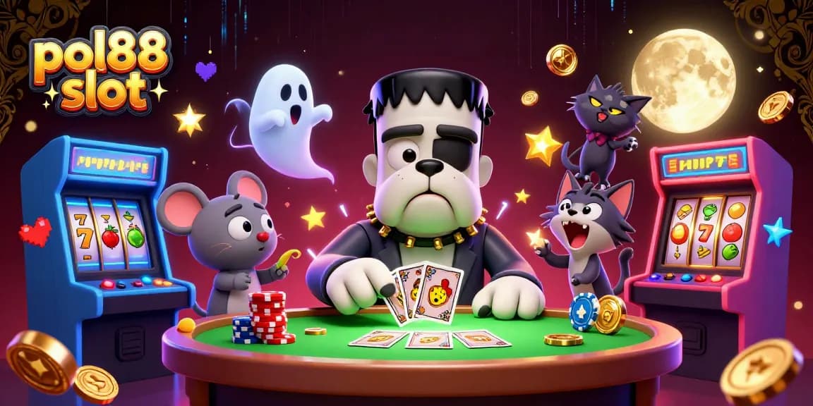 Mainkan pol88 slot dengan karakter ikonik di meja kasino yang menakutkan.