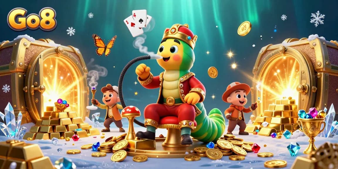 Engage in exciting gameplay at Go8 with our vibrant casino scene filled with treasures and gaming elements.