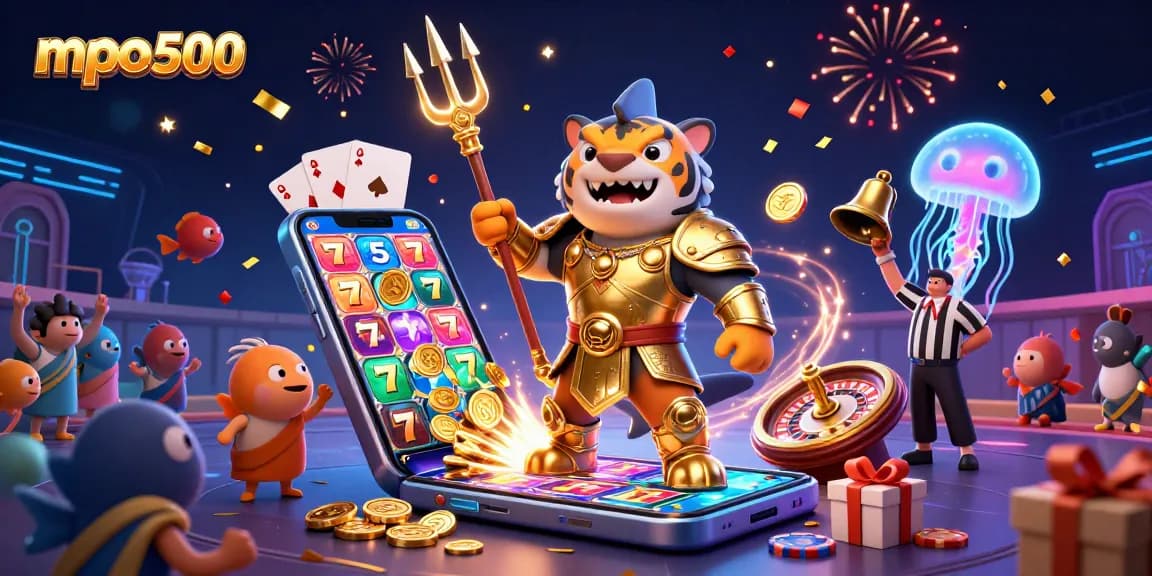 Experience mpo500's thrilling slot games with an underwater gladiator scene full of action.