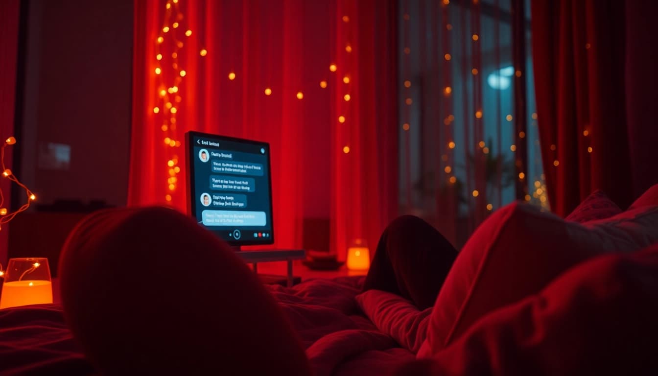 Intimate AI porn chat experience featuring a cozy modern setting.