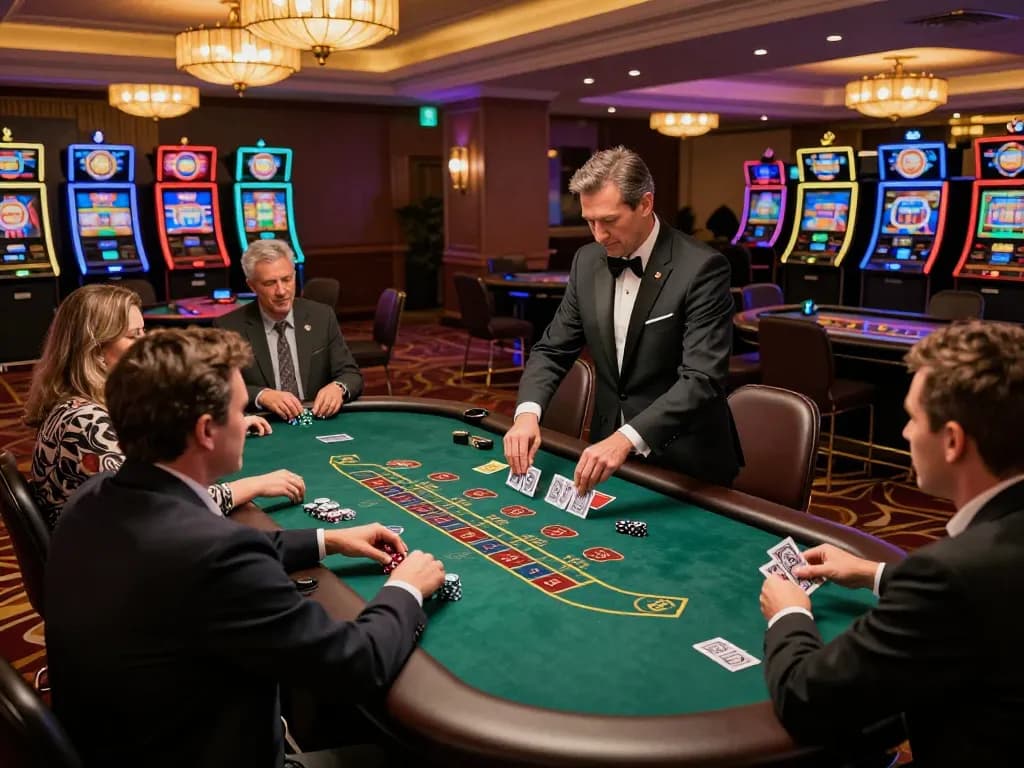 Players engaging in an exciting blackjack game at 99win casino, highlighting dynamic betting and dealer interaction.