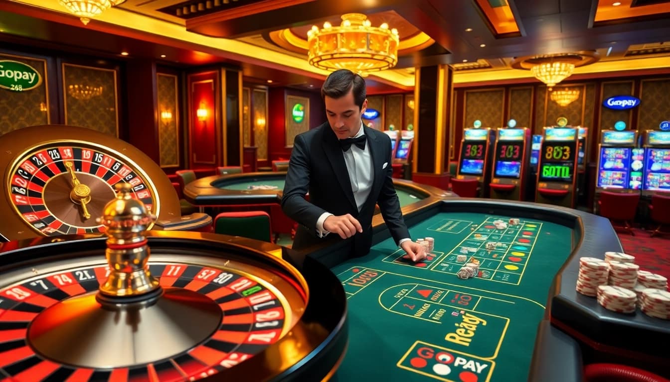Experience the excitement of Gopay88 with vibrant casino games and luxurious betting tables.