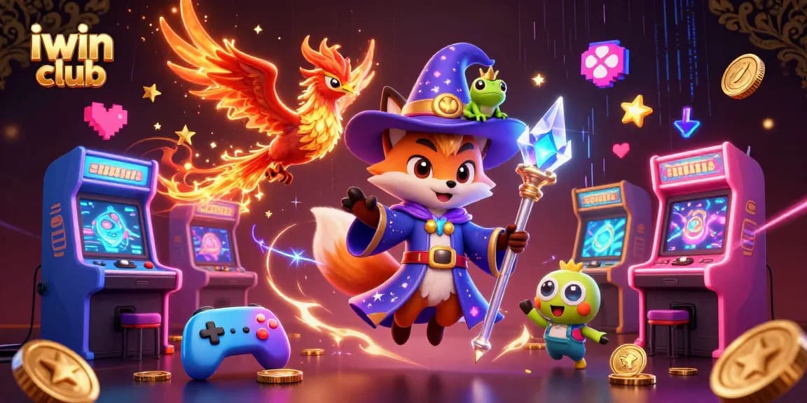Join the excitement at iwin club with a colorful, dynamic casino fantasy scene.