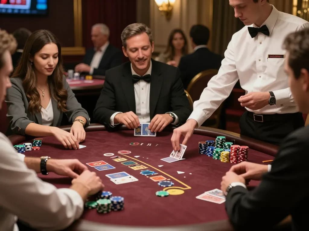 Engaged players at the fly 88 blackjack table making high-stakes bets for thrilling wins.