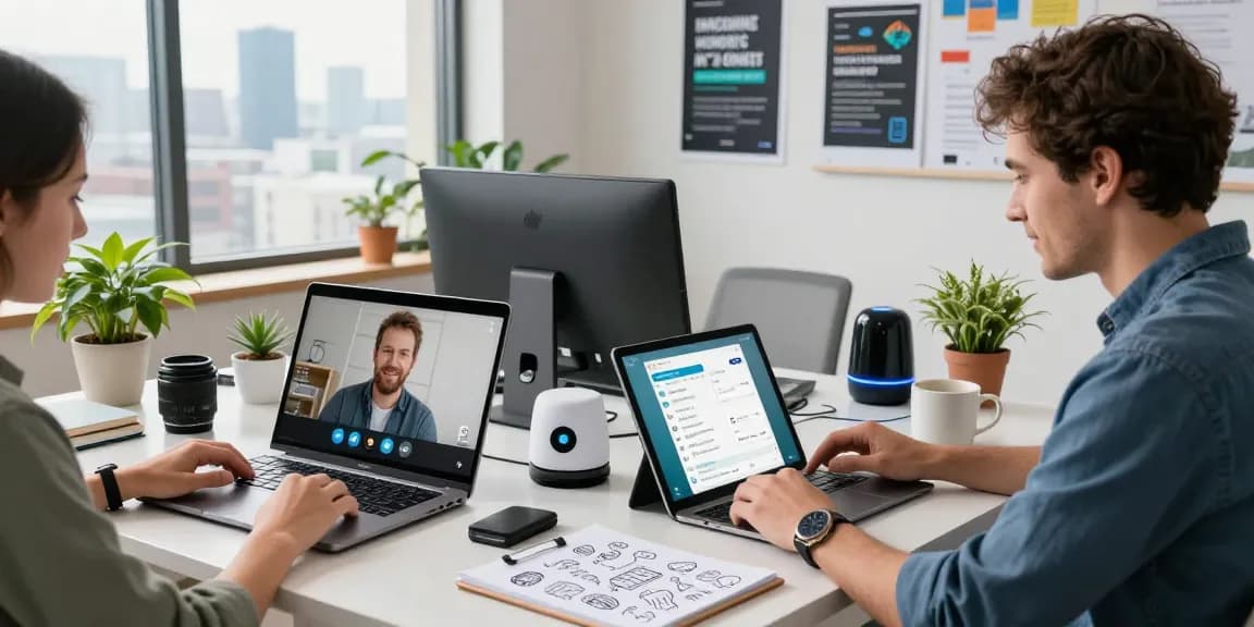 Professional using telegram官网 in a modern workspace, showcasing innovative communication technology.