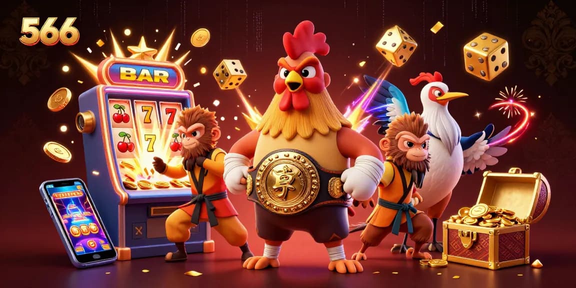 Engage with thrilling 566 casino games featuring dynamic characters amidst jackpot excitement.