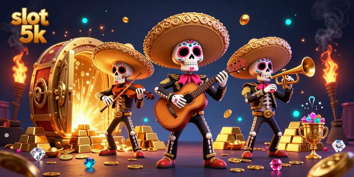 Engage with slot 5k as you explore vibrant casino elements in a lively mariachi band scene.