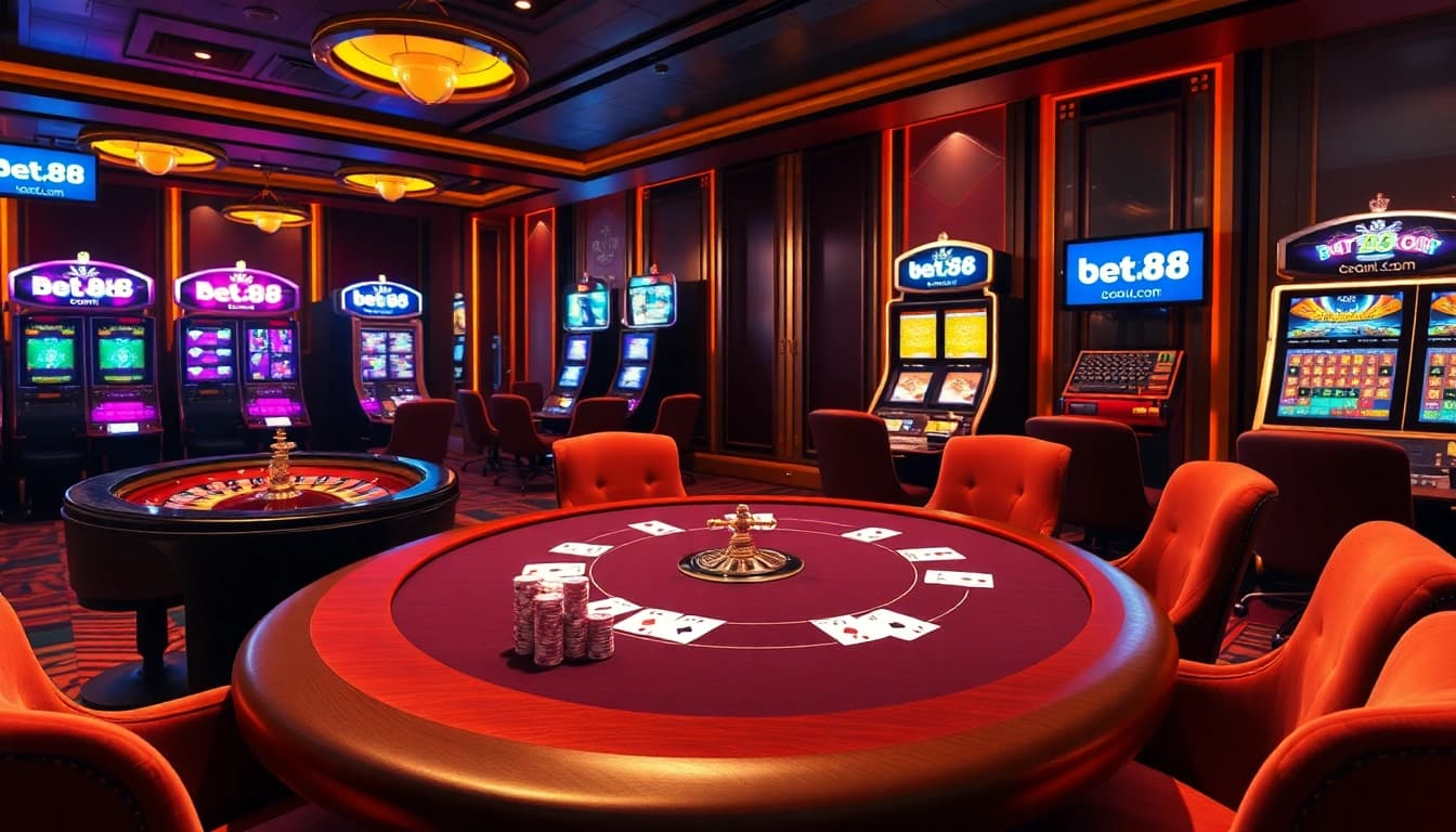 Experience the excitement at Bet88.com with engaging casino games, including poker and roulette.
