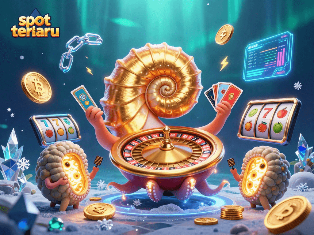 Engage with slot terbaru in an immersive casino scene featuring vibrant 3D elements.