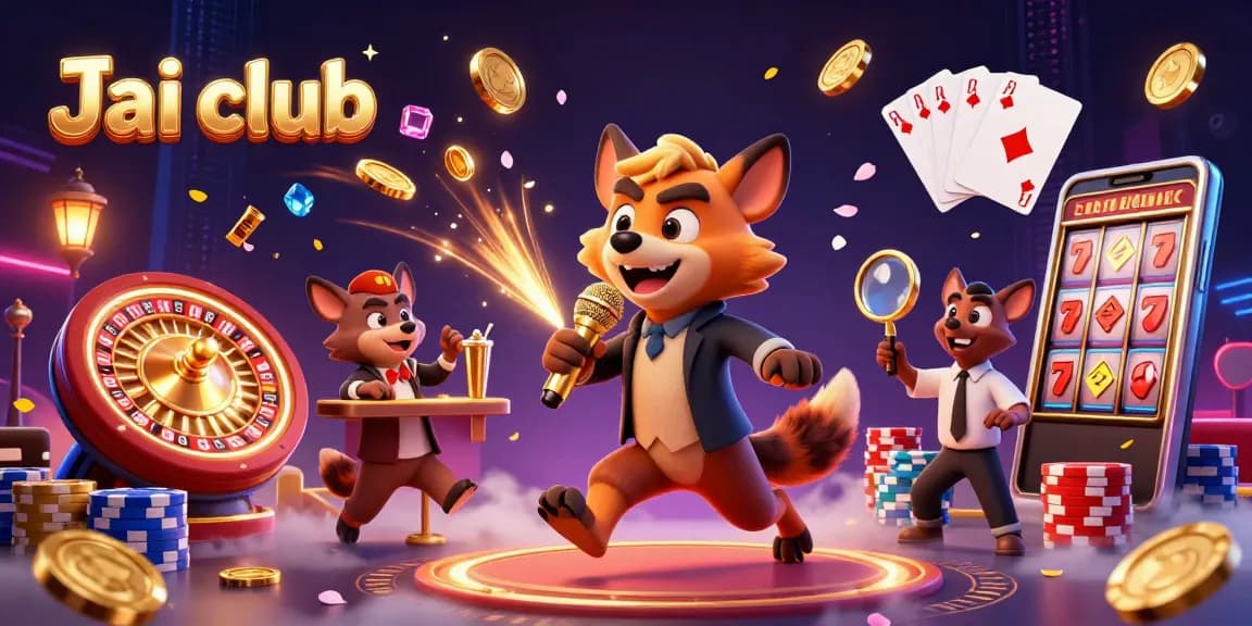 Experience the thrill of Jai club with hyenas engaging in casino fun, featuring casino elements and a vibrant atmosphere.