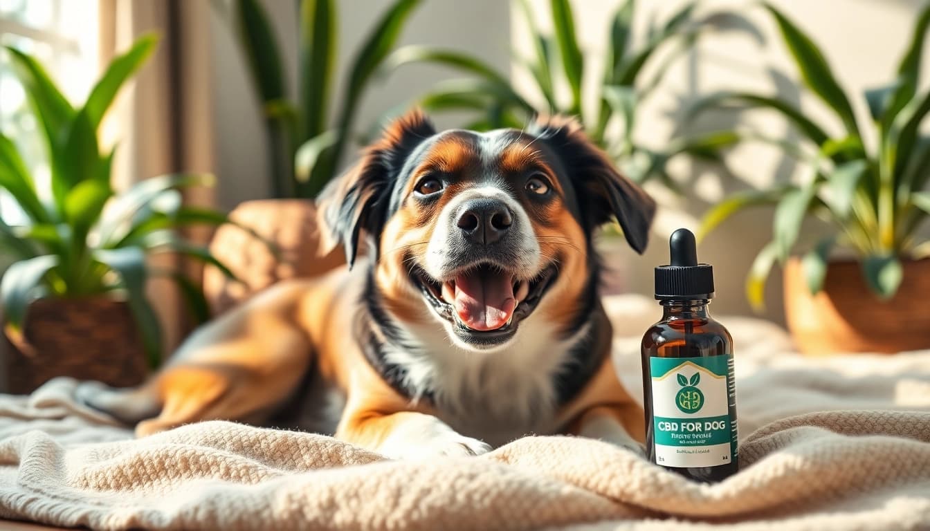 Enhance your dog's wellness with CBD Oil For Dog in a cozy home setting.
