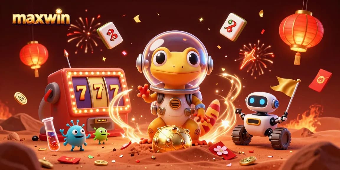 Spin the reels to maxwin in this vibrant casino scene with animated fun.