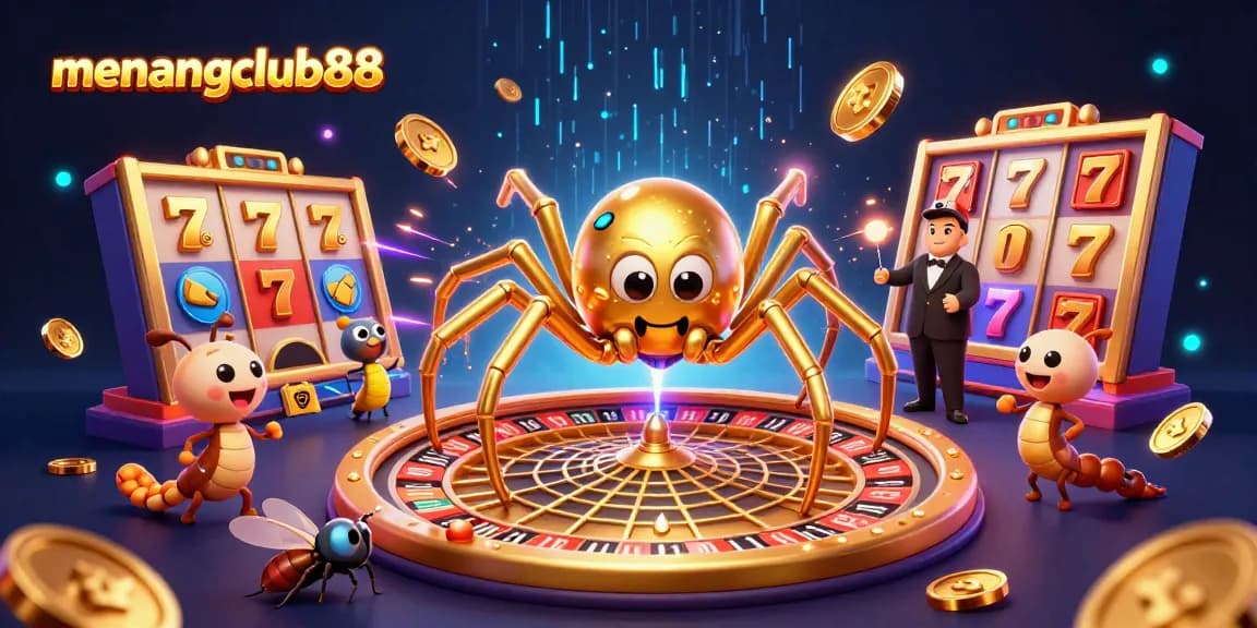 Experience the excitement of menangclub88 as a fly places bets at a roulette wheel spun by a centipede croupier.