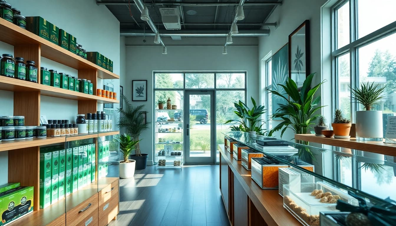 Browse premium selections at a vibrant Weed Store featuring modern displays and inviting atmosphere.