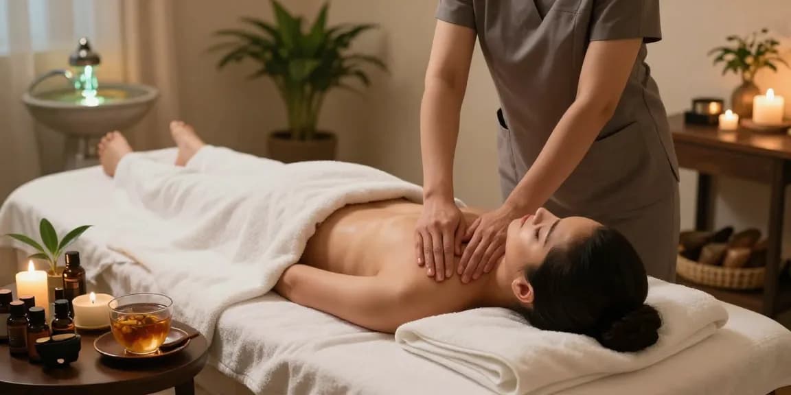 Relaxing Swedish massage experience in a serene spa environment with warm lighting and essential oils.