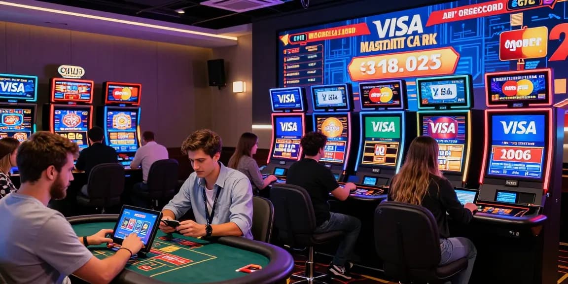 Exciting scene of players enjoying credit card casinos with vibrant gaming atmosphere in 2026.
