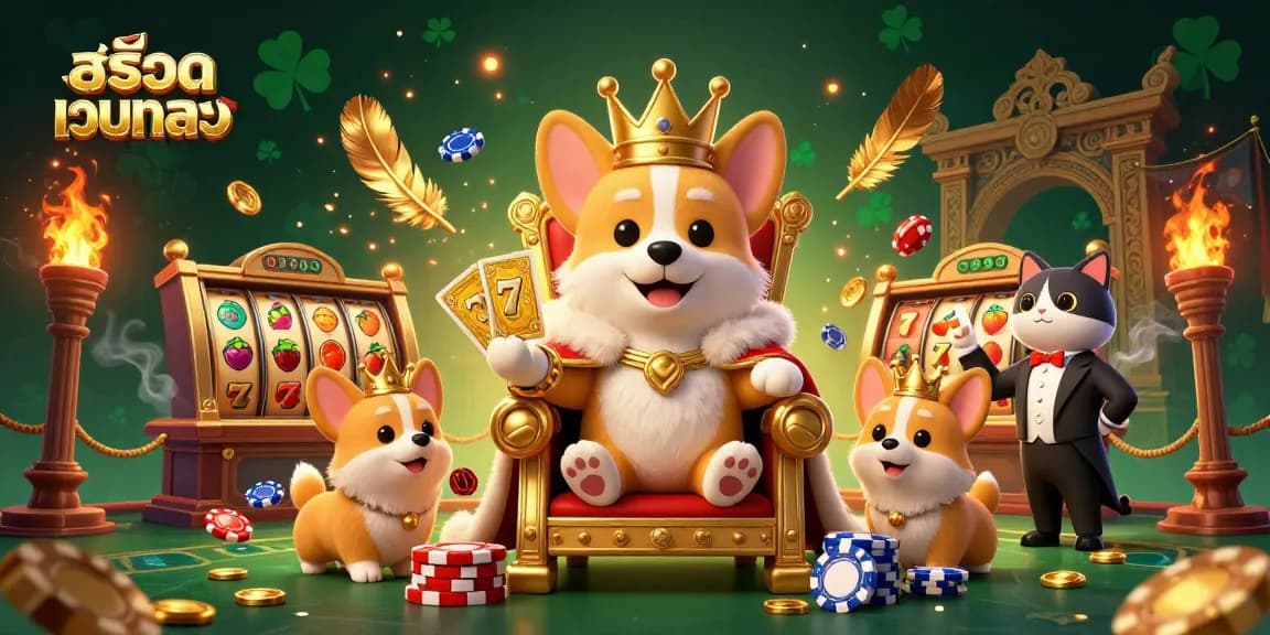 Experience the thrill with สล็อตเว็บตรง featuring a royal corgi and dynamic casino elements.