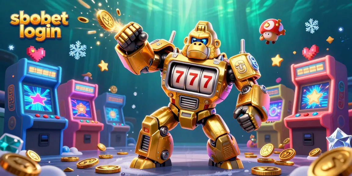 Experience the sbobet login excitement with a vibrant 3D casino mech bursting with gaming elements.