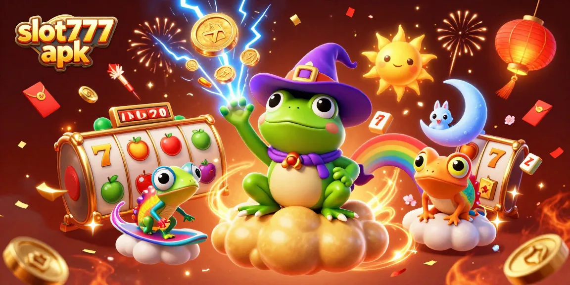 Engage with slot777 apk by spinning exciting slot reels amidst a colorful fantasy scene.