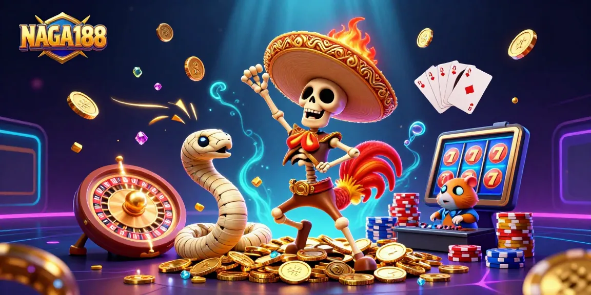 NAGA188 menawarkan kemenangan besar di kasino online dengan gambar hidup dari karakter kasino dan permainan menarik.
