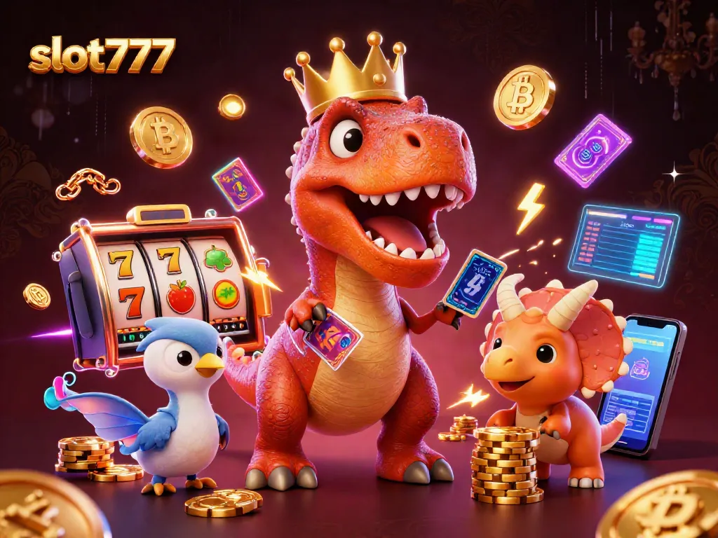 Menangkan slot777 dengan karakter lucu saat bermain mesin slot yang berwarna-warni dan chip emas.