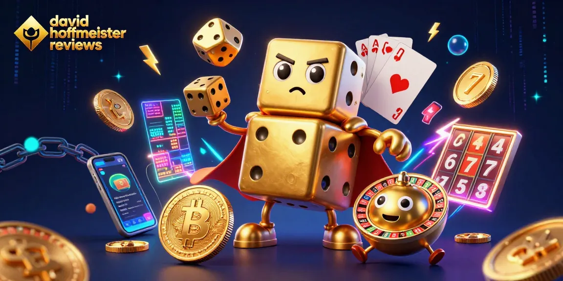 Engaging scene depicting david hoffmeister reviews with gold dice golem amidst casino elements for an immersive experience.
