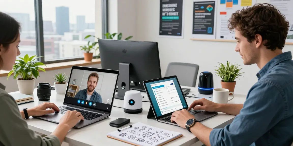 Professional using telegram官网 in a modern workspace, showcasing innovative communication technology.