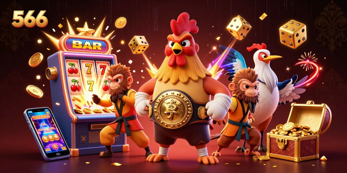 Engage with thrilling 566 casino games featuring dynamic characters amidst jackpot excitement.