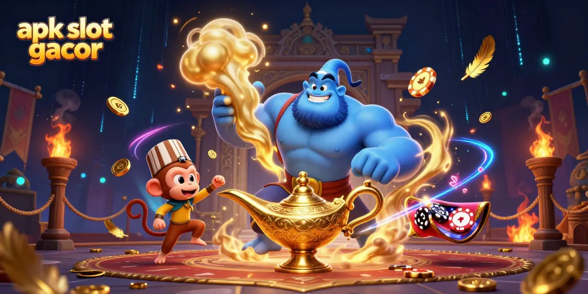 Engage with apk slot gacor and win fantastic prizes while enjoying a vibrant casino adventure in this 3D illustration.