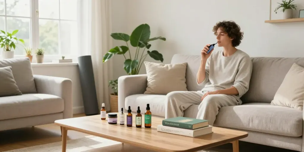 Dope vapes offering premium CBD within a serene wellness lifestyle scene.
