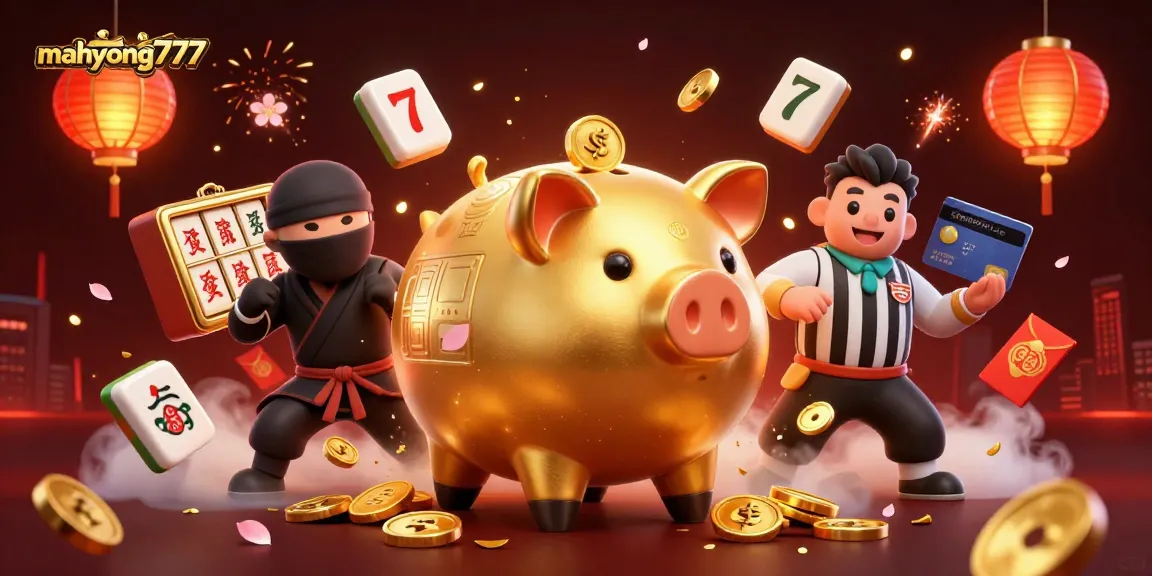 Join the fun with mahyong777 as the golden piggy bank wrestler battles in a vibrant slot scene.