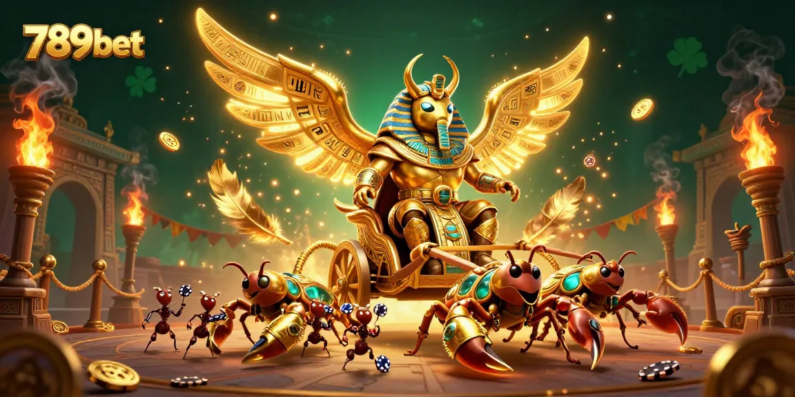 Join the excitement at 789bet with vibrant casino action featuring a golden scarab and scorpions.