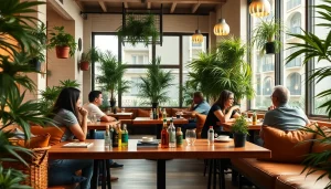 Engaging scene of a social club Madrid with members enjoying cannabis and a cozy atmosphere.
