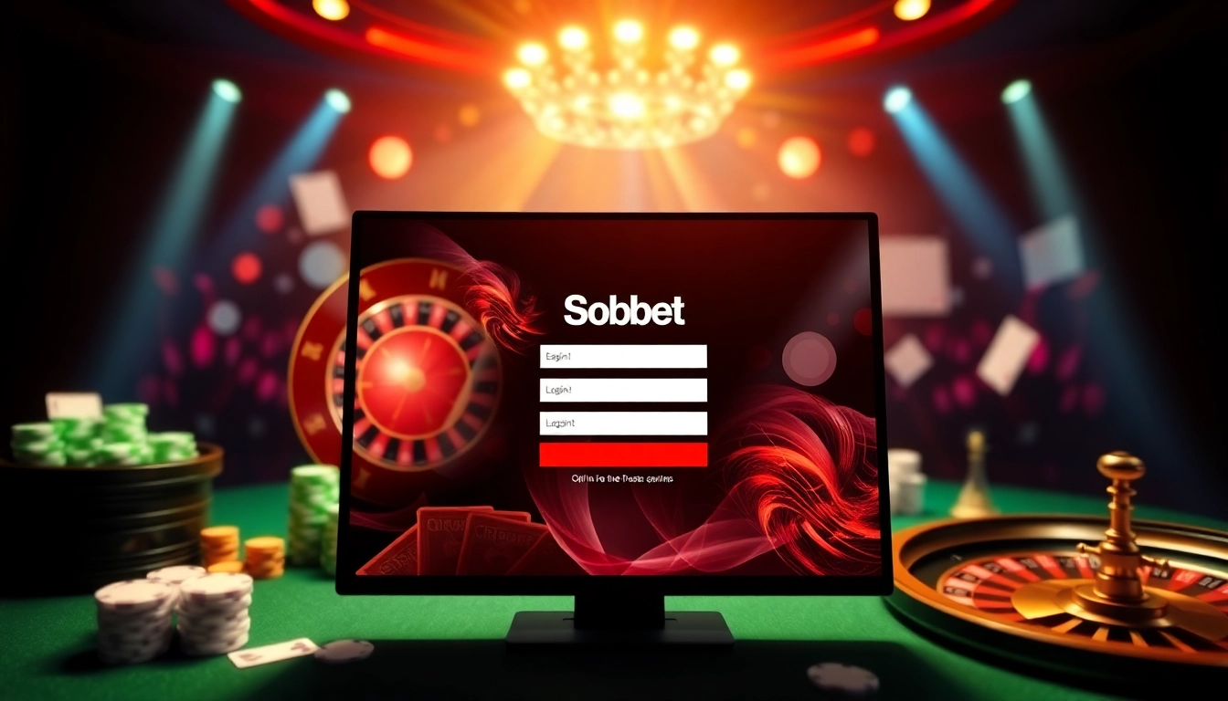 Experience sbobet link login on a vibrant online gambling interface with engaging casino graphics.