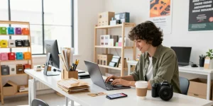 Engaging e-commerce workspace showcasing shopping activities on https://forumup.org/shop/search.php?ca_id=&addr1=&addr2=&addr3=&schKeyword= with colorful merchandise.